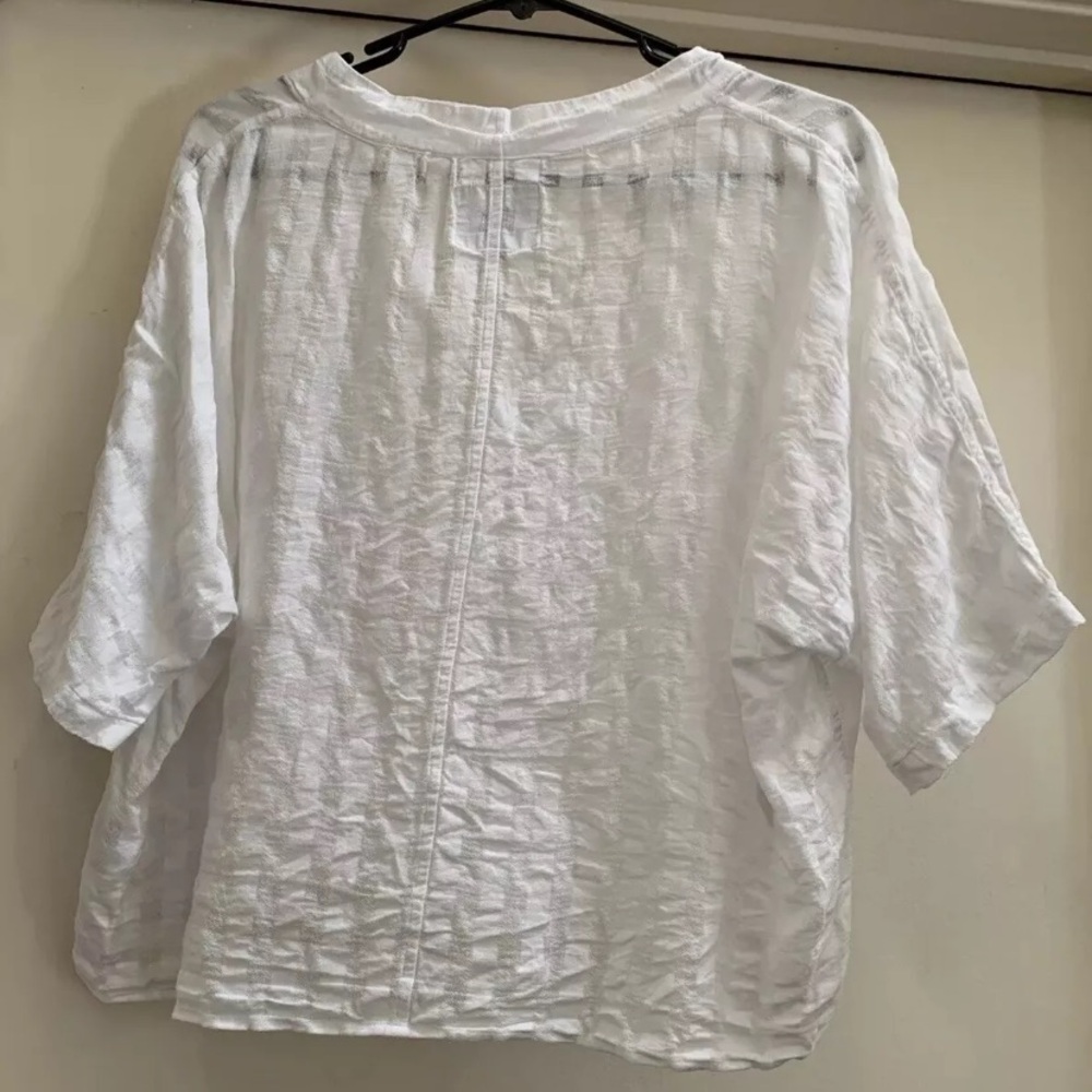 Rails Thea powder check Textured White Blouse Top L Large Versatile Tie Waist - Picture 5 of 9